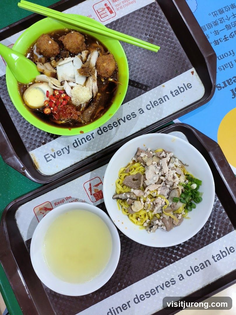 Food Trays with Noodles and Soup