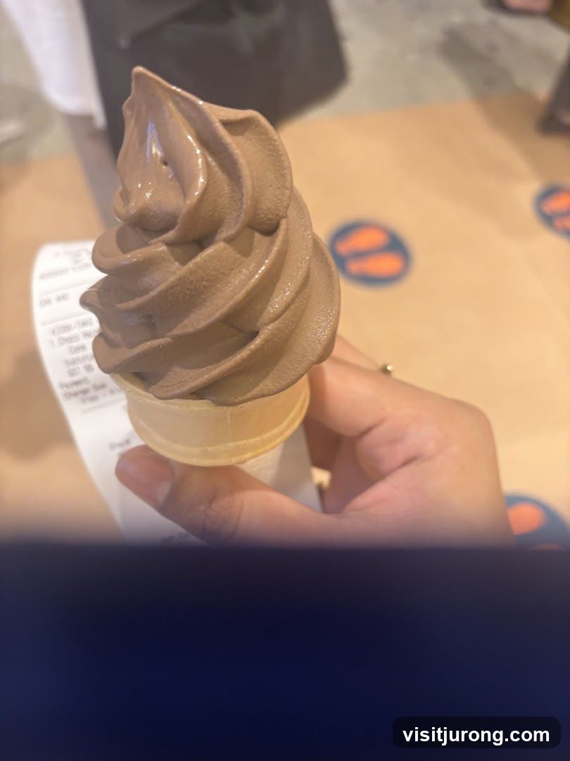 Chocolate Soft Serve Ice Cream Cone