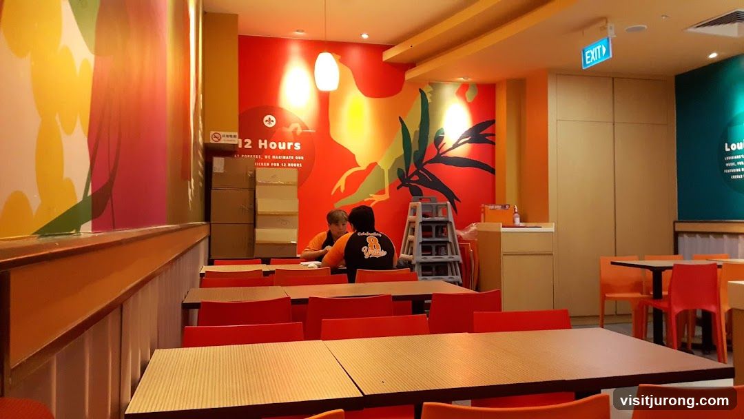 Restaurant Interior with Colorful Wall Art