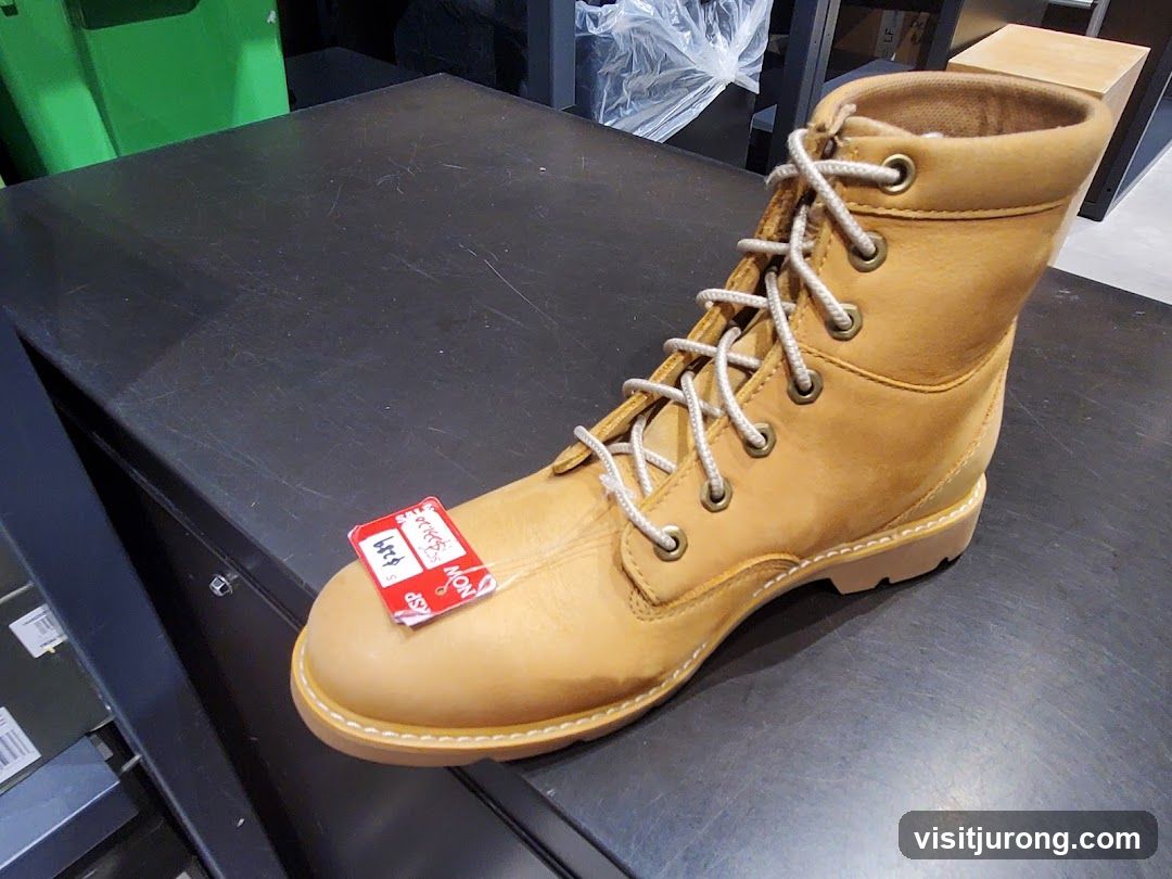 Tan Work Boot with Price Tag
