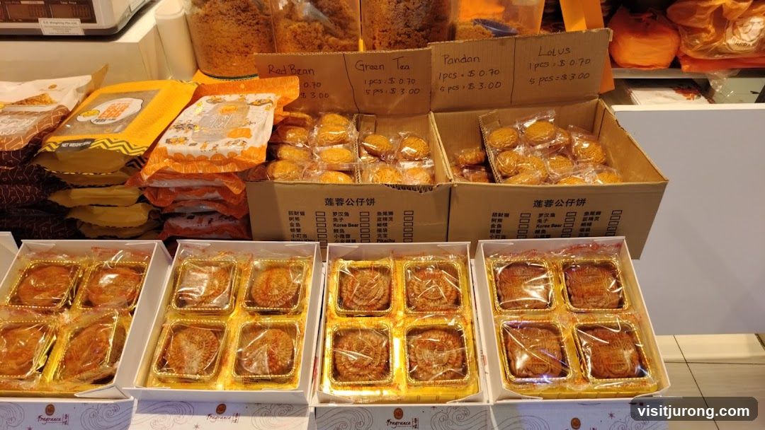 Assortment of Mooncakes and Snacks