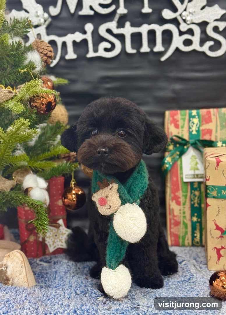 Dog in Christmas Scarf