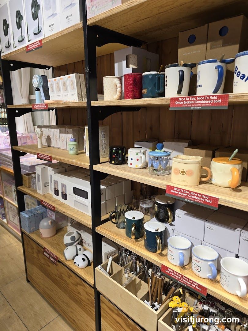 Store Shelves with Mugs and Other Items