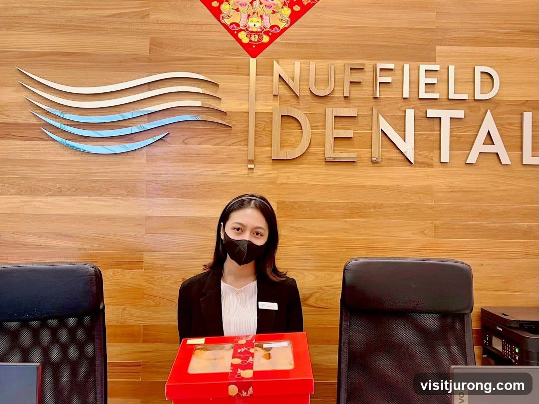 Receptionist with gift box
