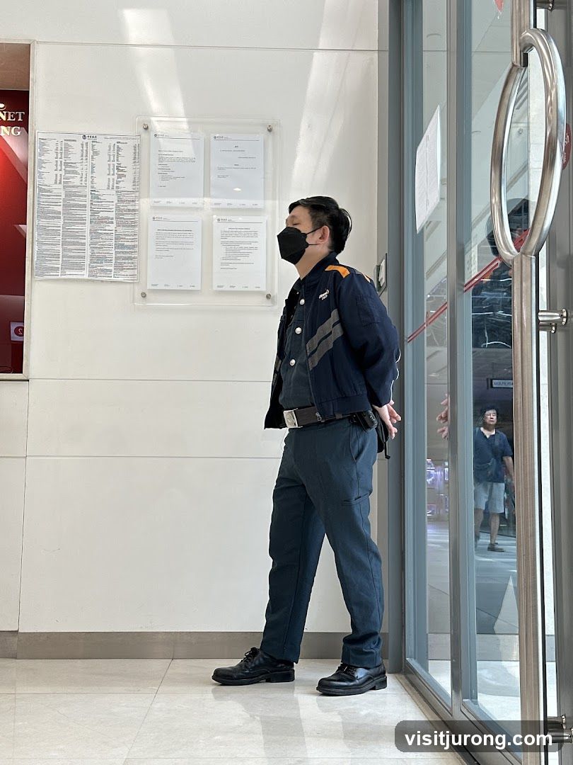Security Guard Standing Near Entrance