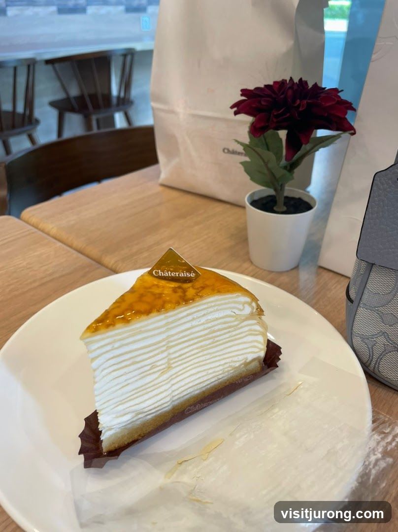 Slice of Mille Crepe Cake