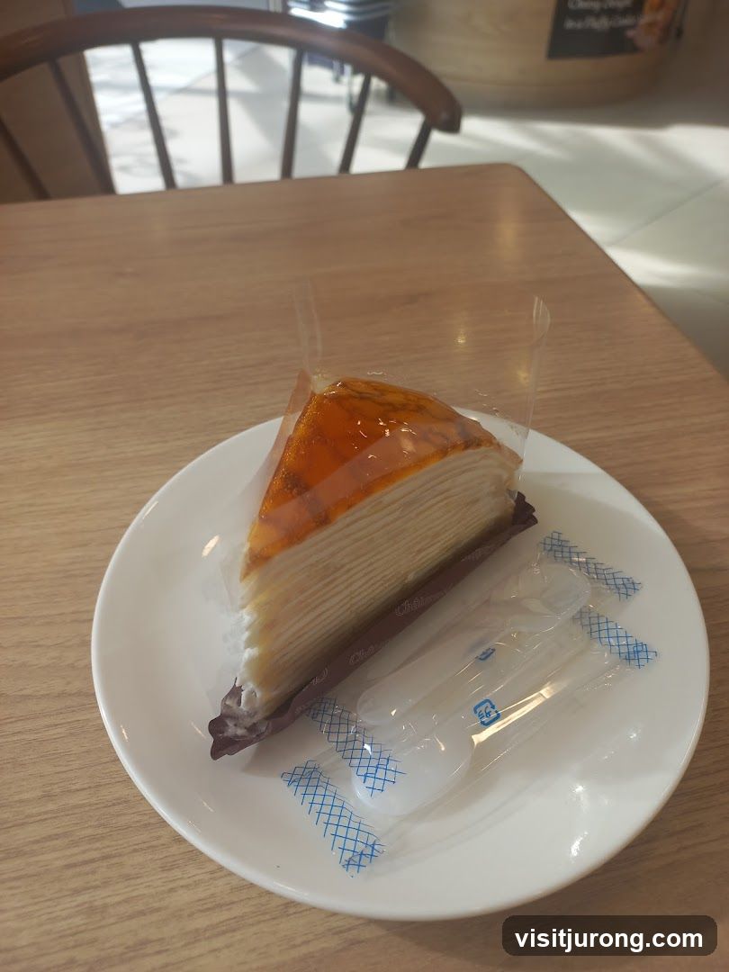 Slice of Mille Crepe Cake