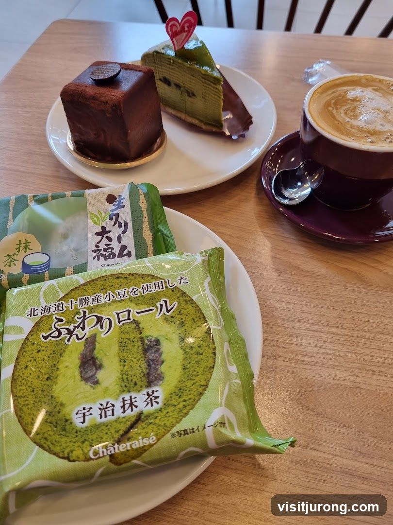 Matcha desserts and coffee