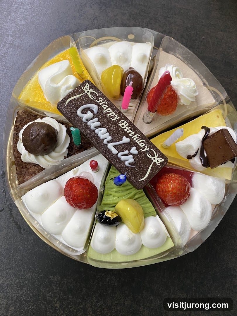 Assorted Sliced Cakes with Birthday Message