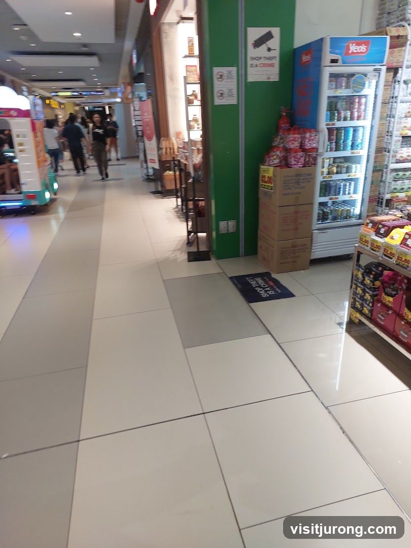 Mall Interior with Storefronts and Refrigerated Display