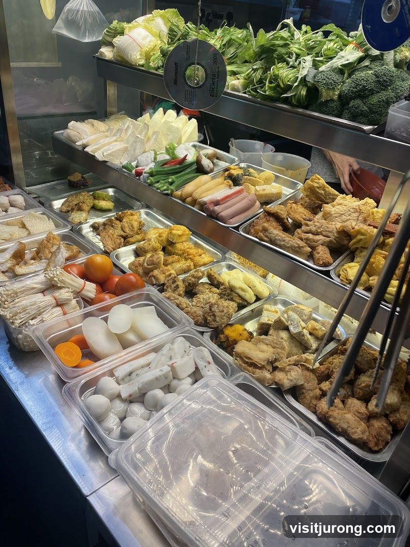 Fried Food and Vegetables Display