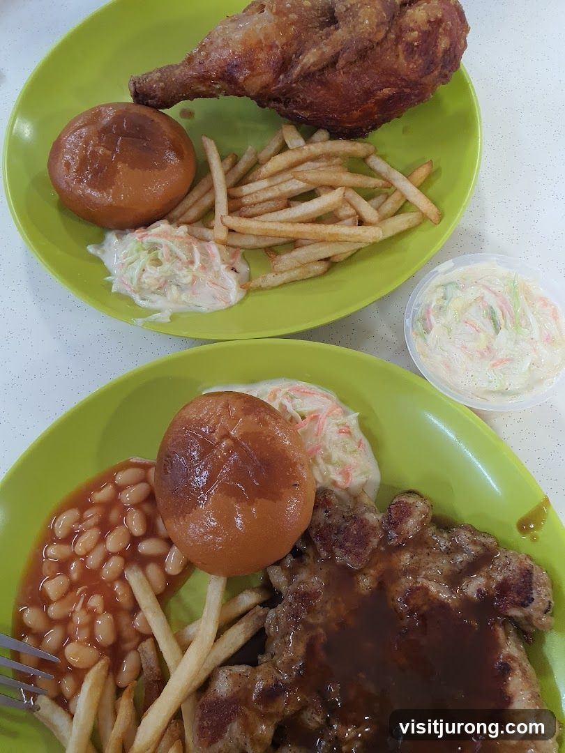 Two plates of Western-style food