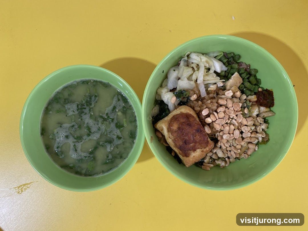 Bowl of food with soup