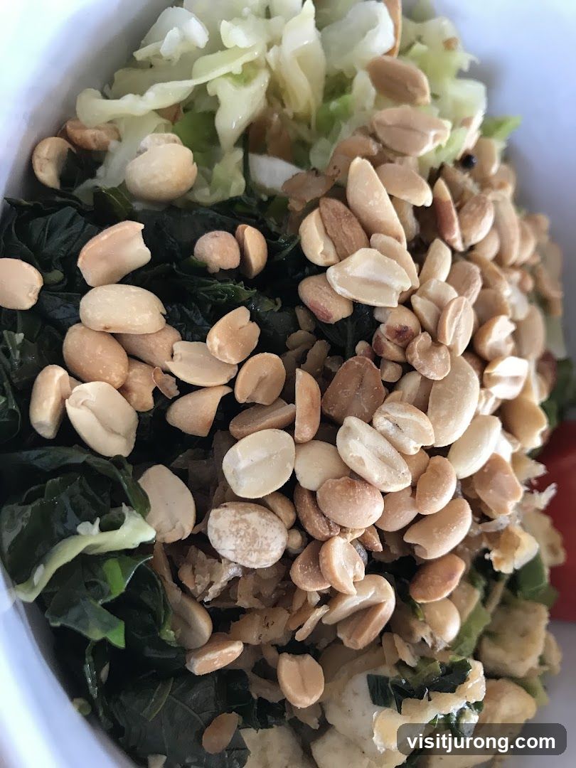 Close-up of a salad with peanuts