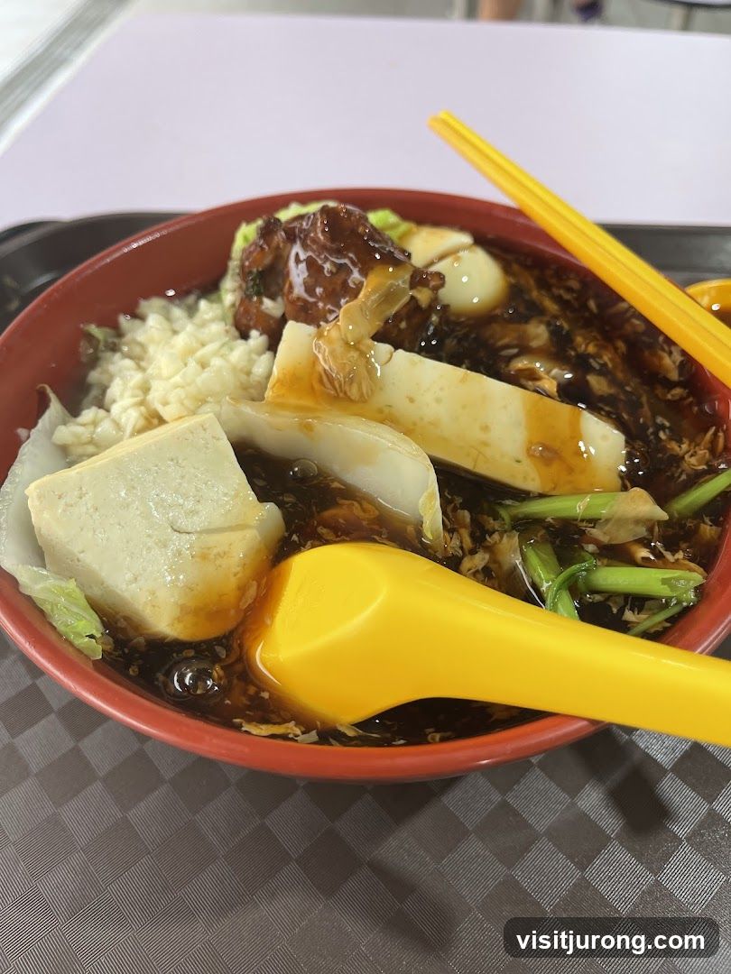 Bowl of Noodles with Tofu and Meat