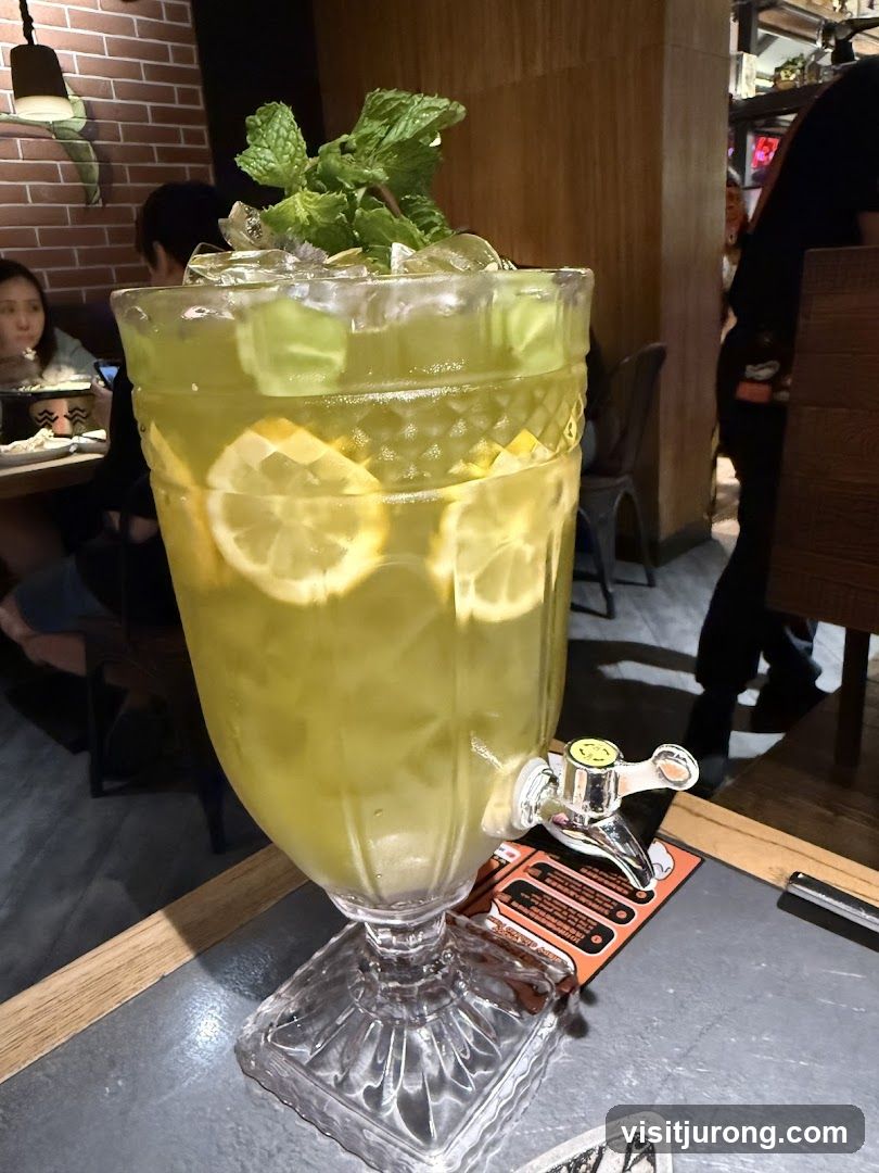 Large Drink Dispenser with Lemons and Mint