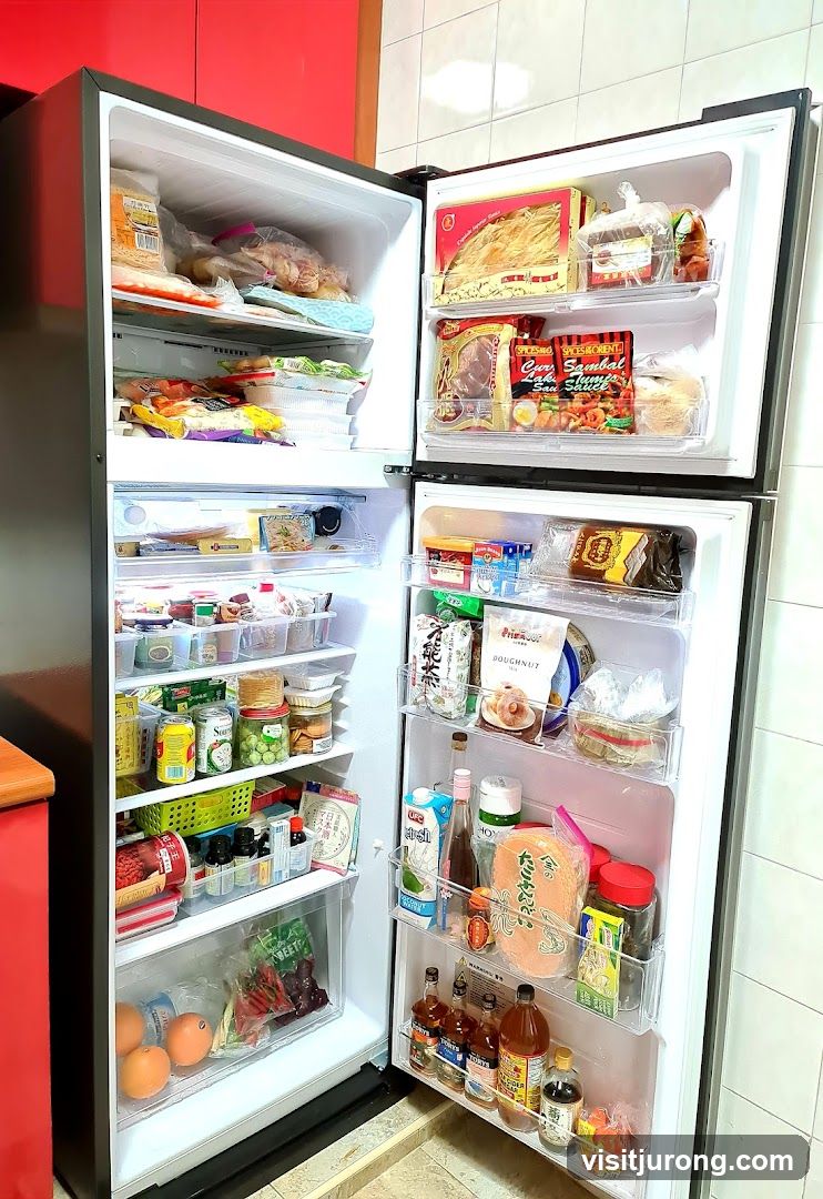 Open Refrigerator Filled with Food