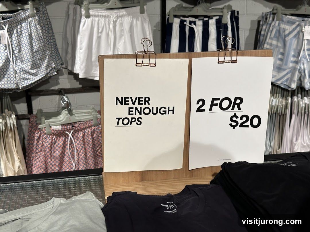 Sale signs and clothing display
