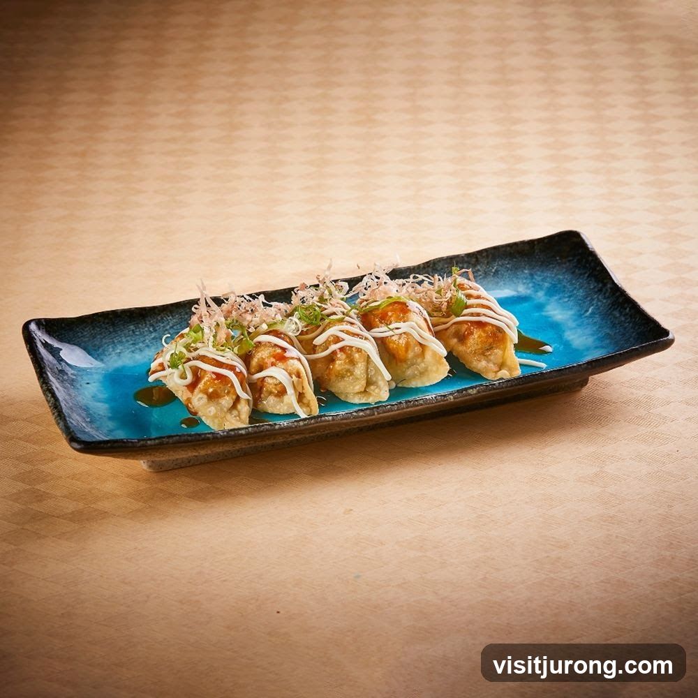 Gyoza on a Blue Plate