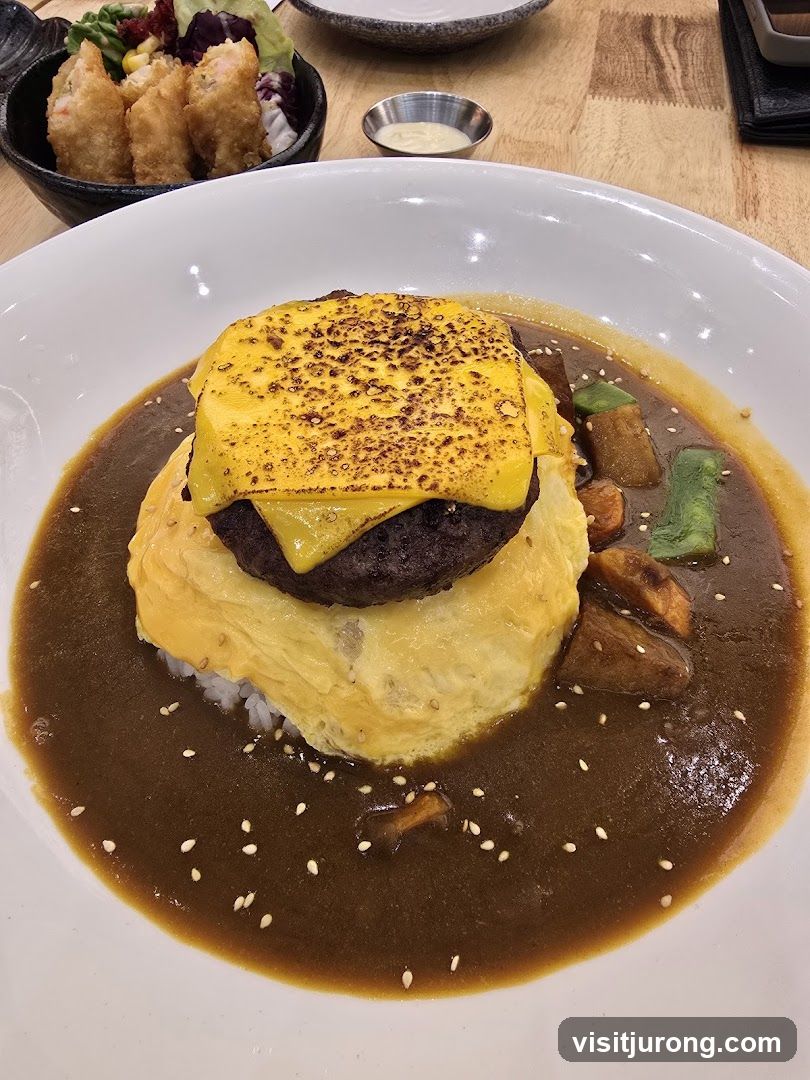 Omurice with Cheeseburger Patty