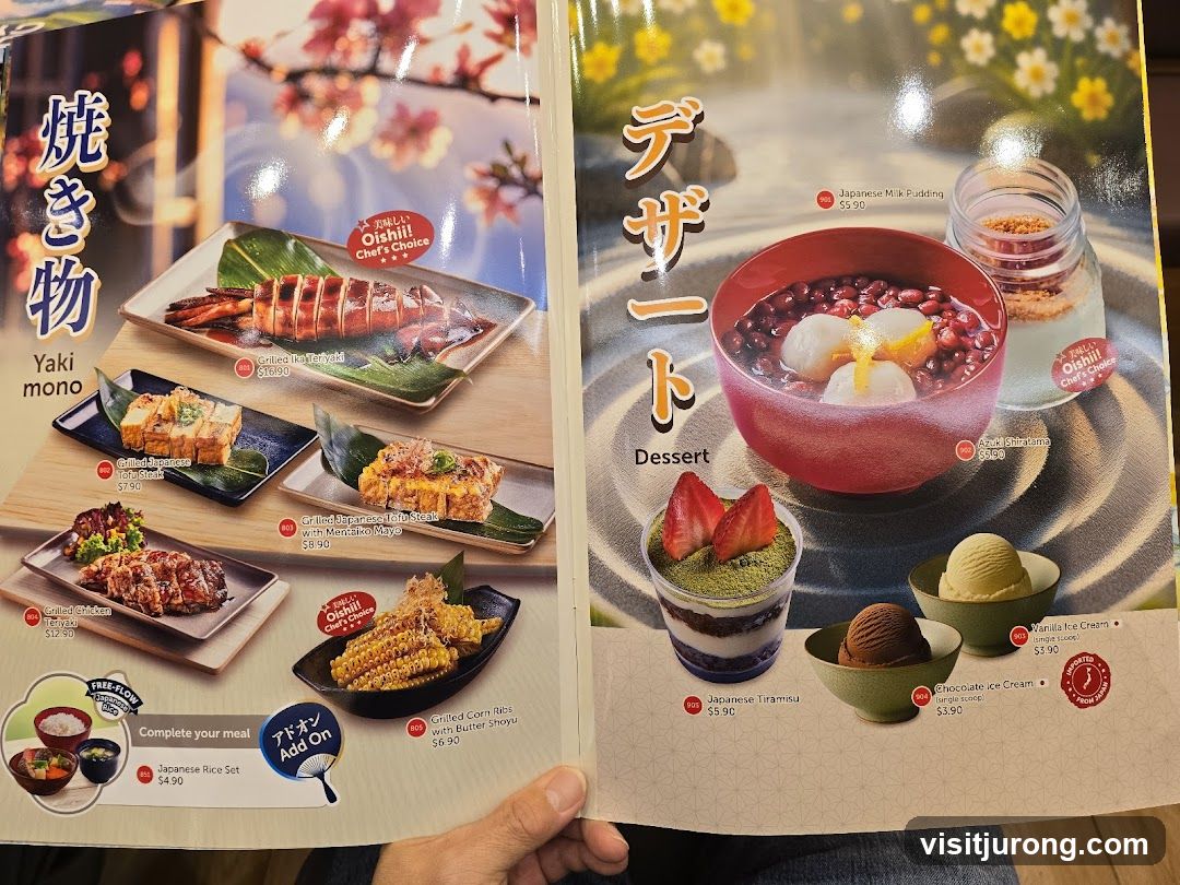 Yaki Mono and Dessert Menu