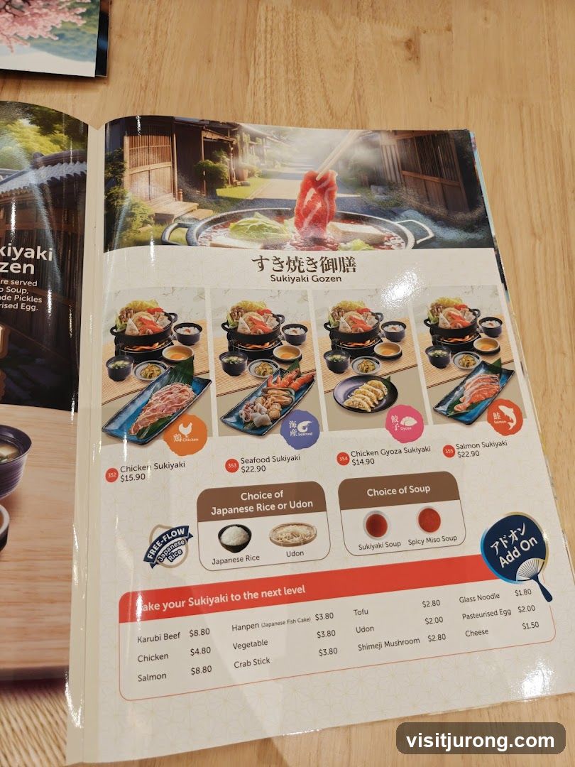 Sukiyaki Gozen Menu