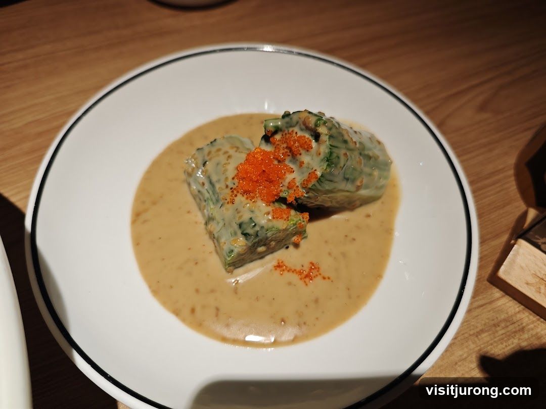 Cucumber Rolls with Sauce and Roe
