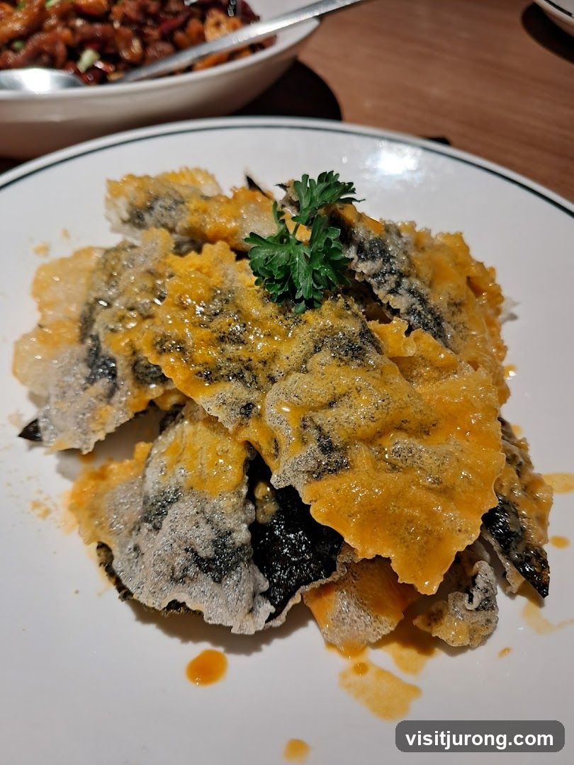 Crispy Fish Skin with Salted Egg Yolk