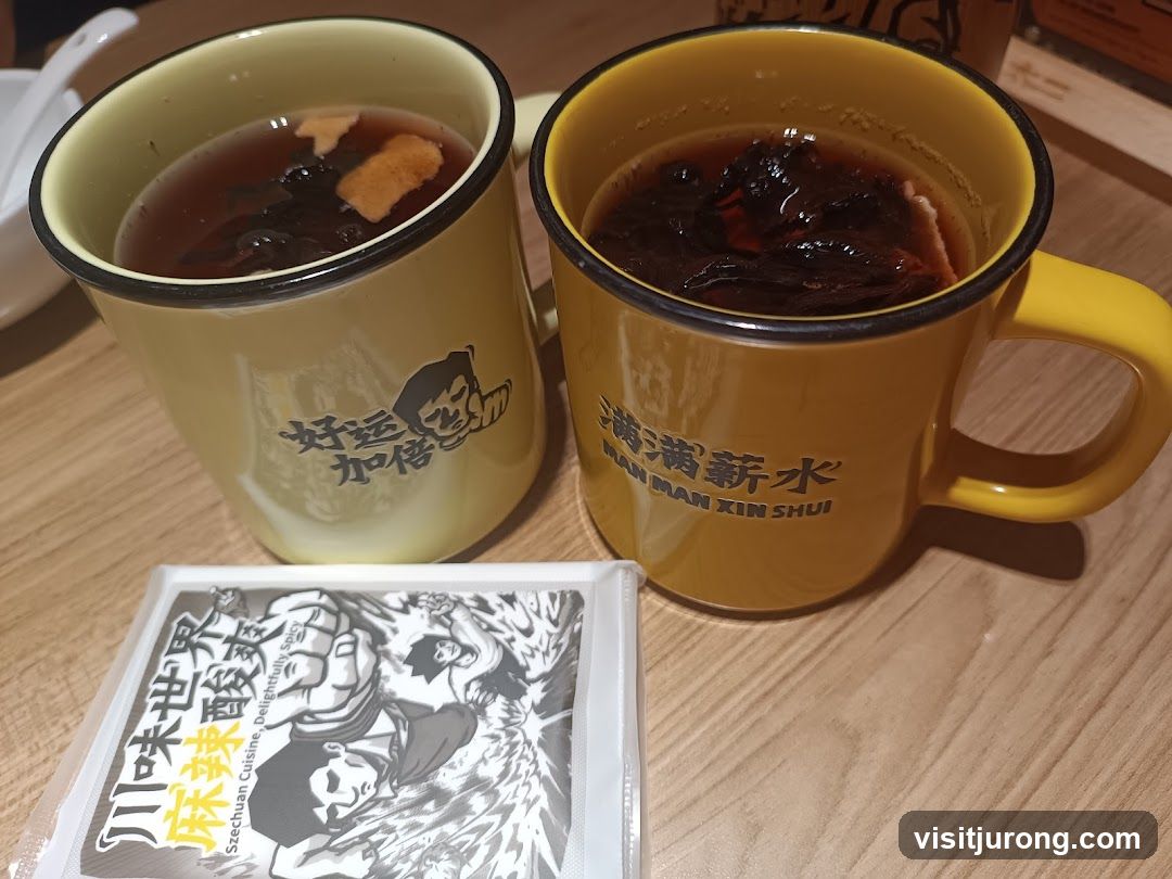 Two Mugs of Drink with Szechuan Cuisine Packet