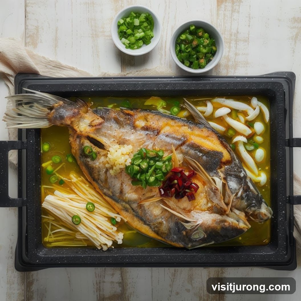 Steamed Fish with Enoki Mushrooms and Chili