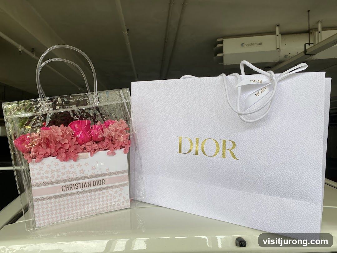 Dior Shopping Bags and Flowers