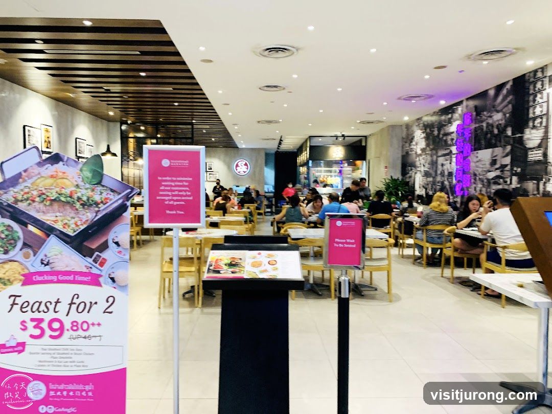 Restaurant Interior with Promotional Banner