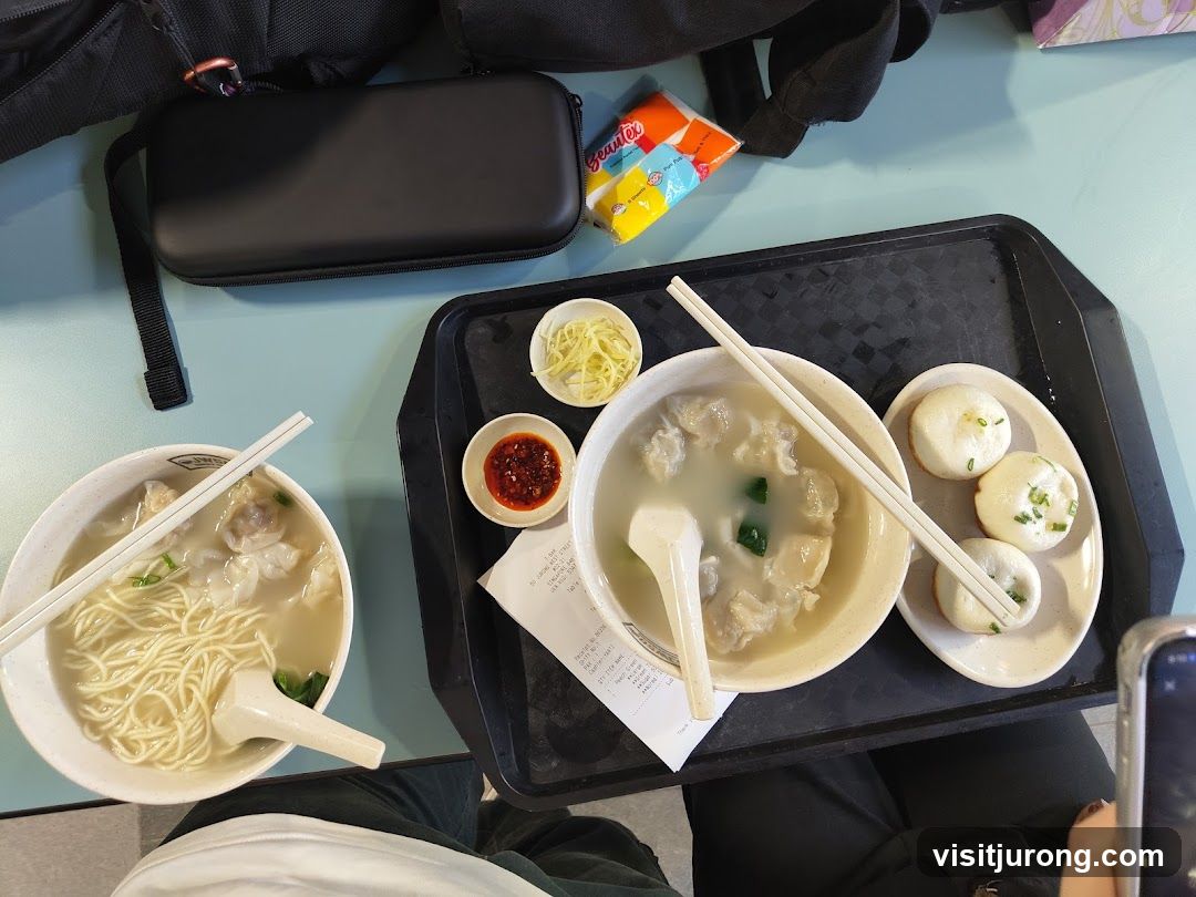 Food Tray with Noodles and Buns