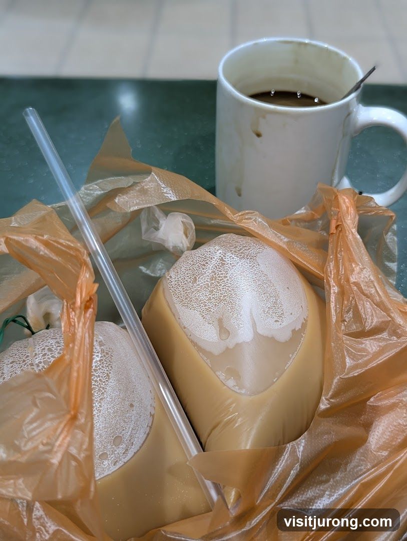 Coffee and drinks in plastic bags