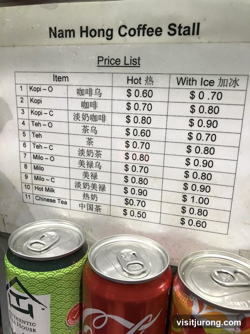 Nam Hong Coffee Stall Price List