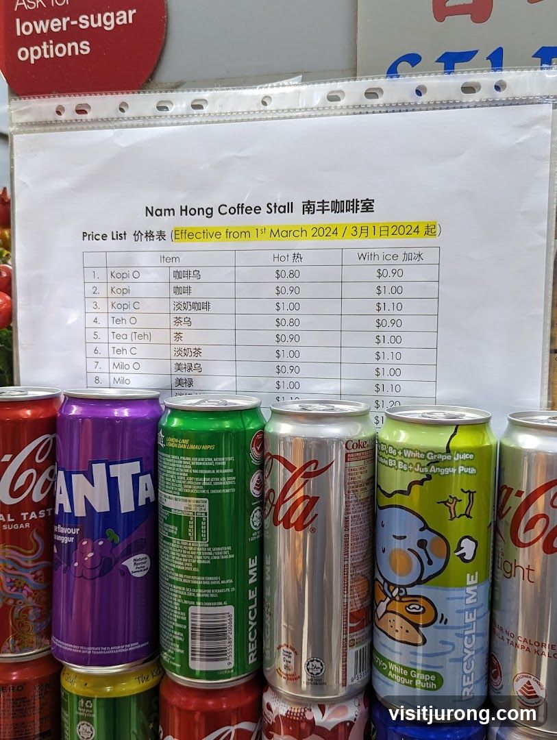 Nam Hong Coffee Stall Price List