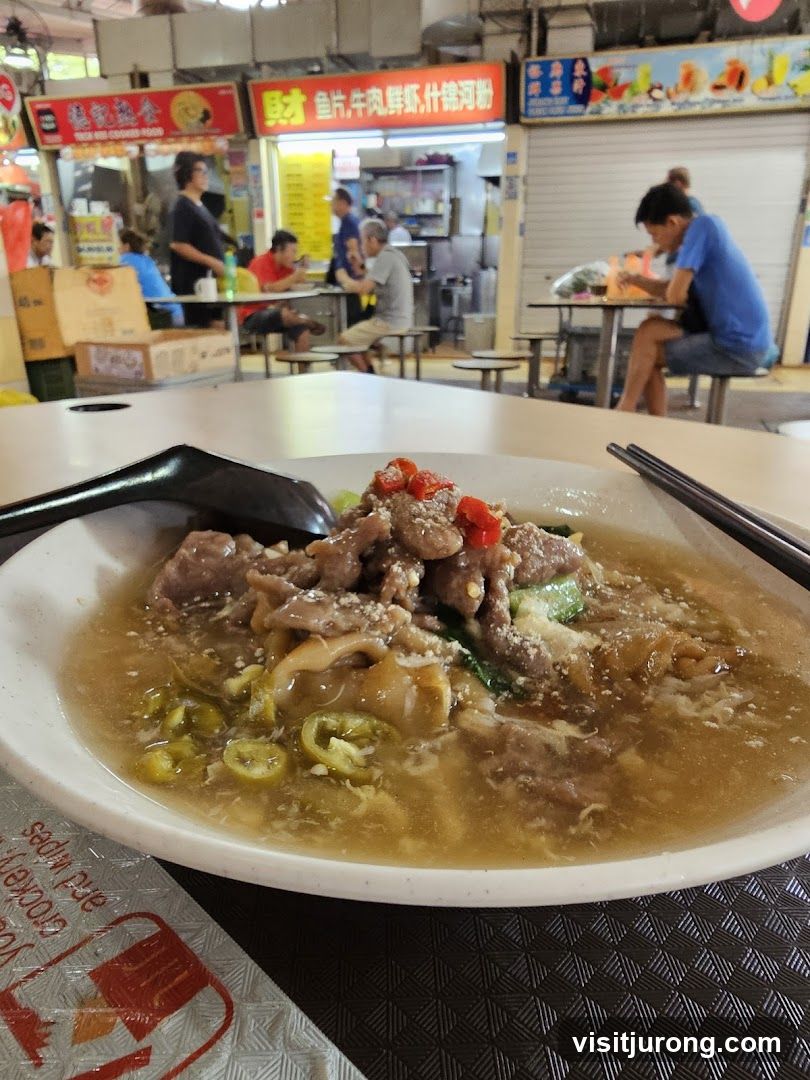 Beef noodle dish at a hawker center