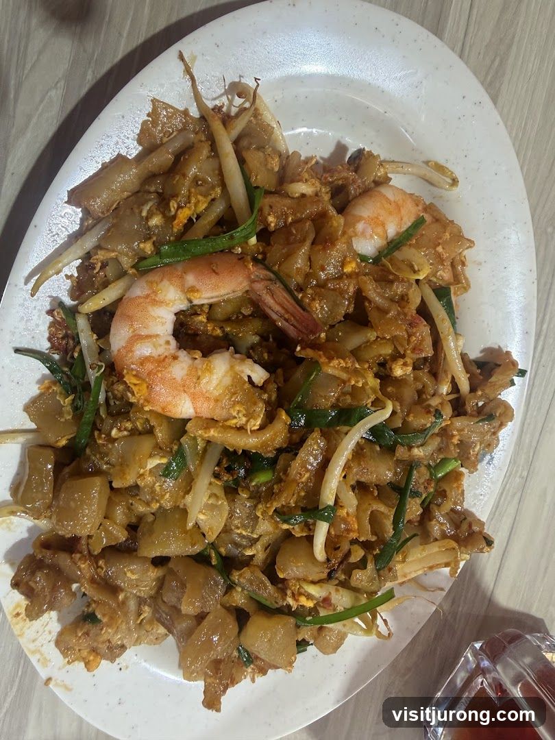 Plate of Stir-Fried Noodles with Shrimp