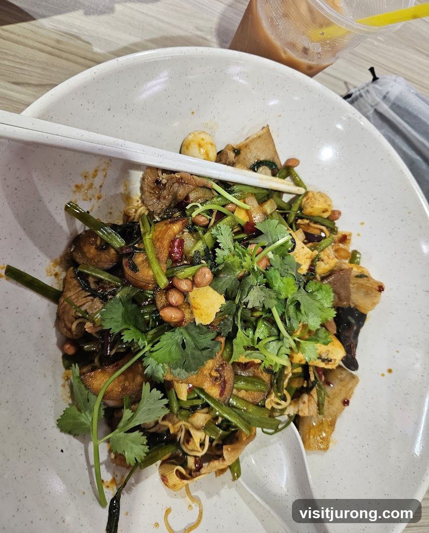 Spicy Noodle Dish with Drink