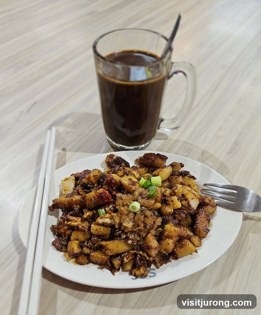 Fried Carrot Cake with Coffee