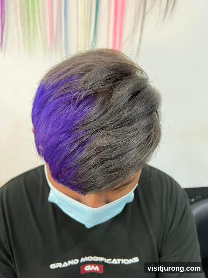 Person with Purple Hair Highlights