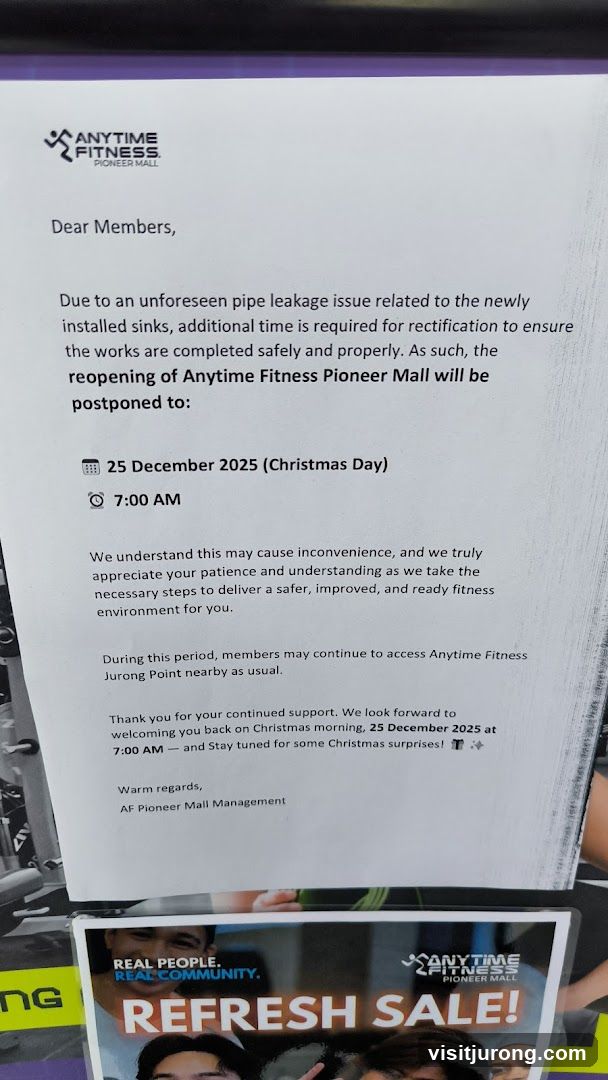 Anytime Fitness Pioneer Mall Postponement Notice