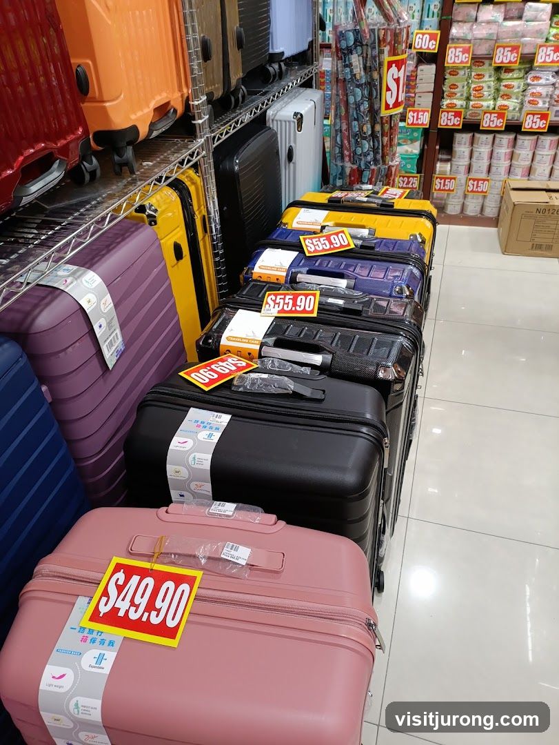 Luggage display with price tags