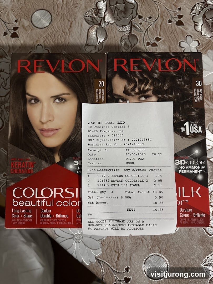 Revlon hair color boxes and receipt