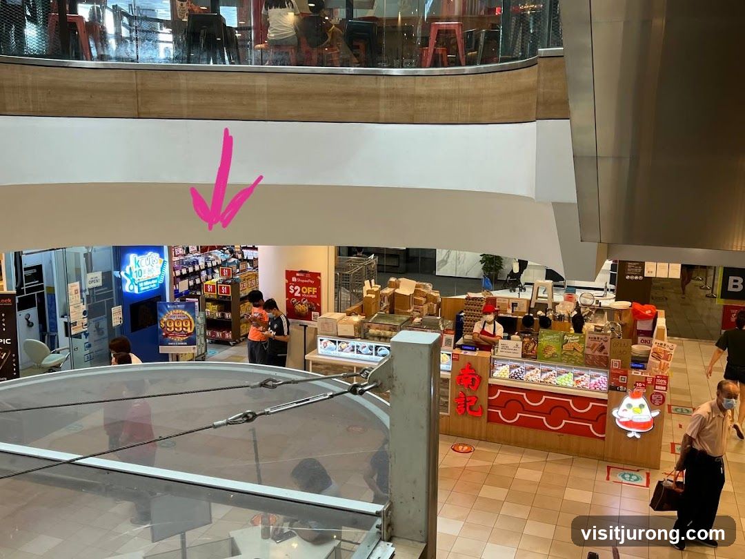 Indoor shopping mall with various stalls