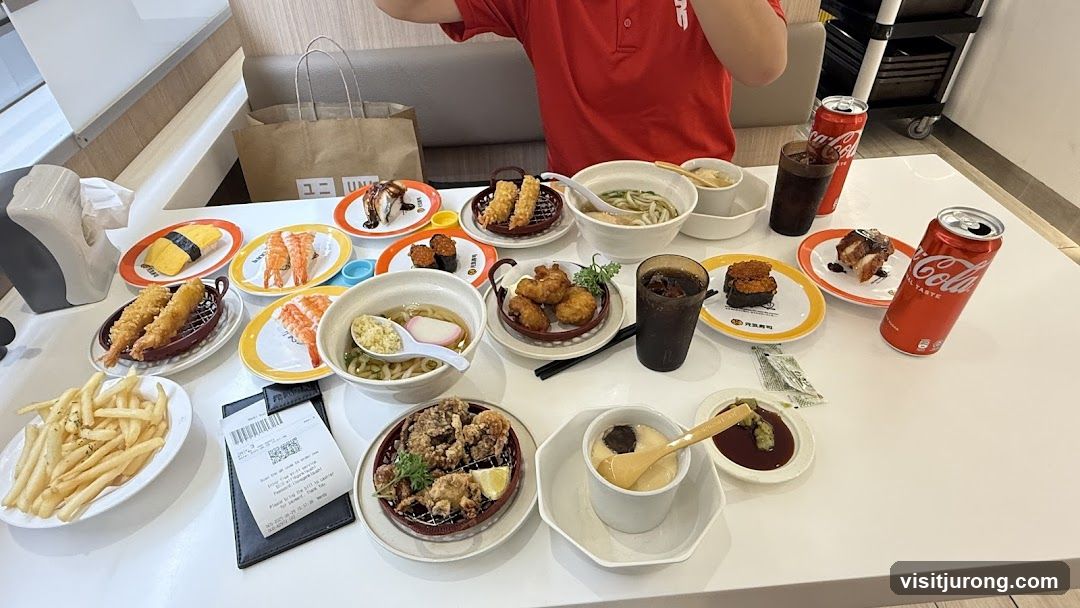 Table full of Japanese food and drinks