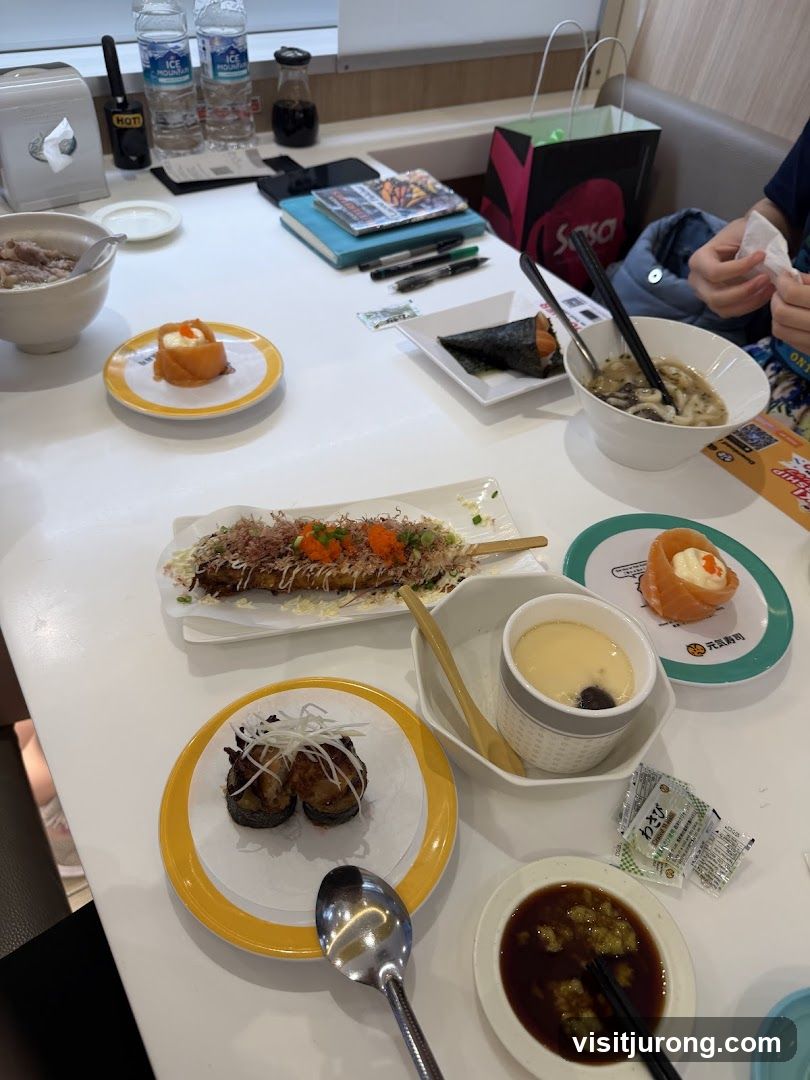 Table with various Japanese dishes