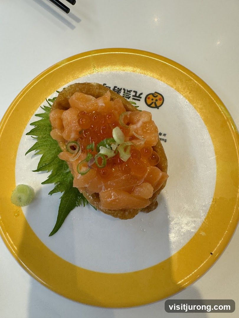 Salmon and Ikura Inari Sushi