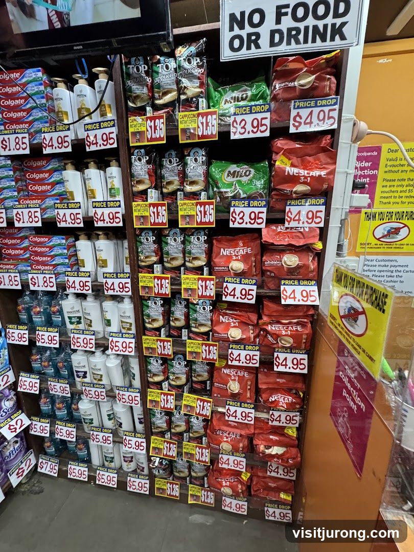 Store Shelves with Coffee and Personal Care Products