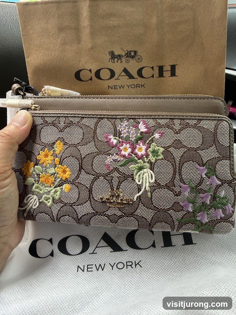Coach Wallet with Floral Embroidery